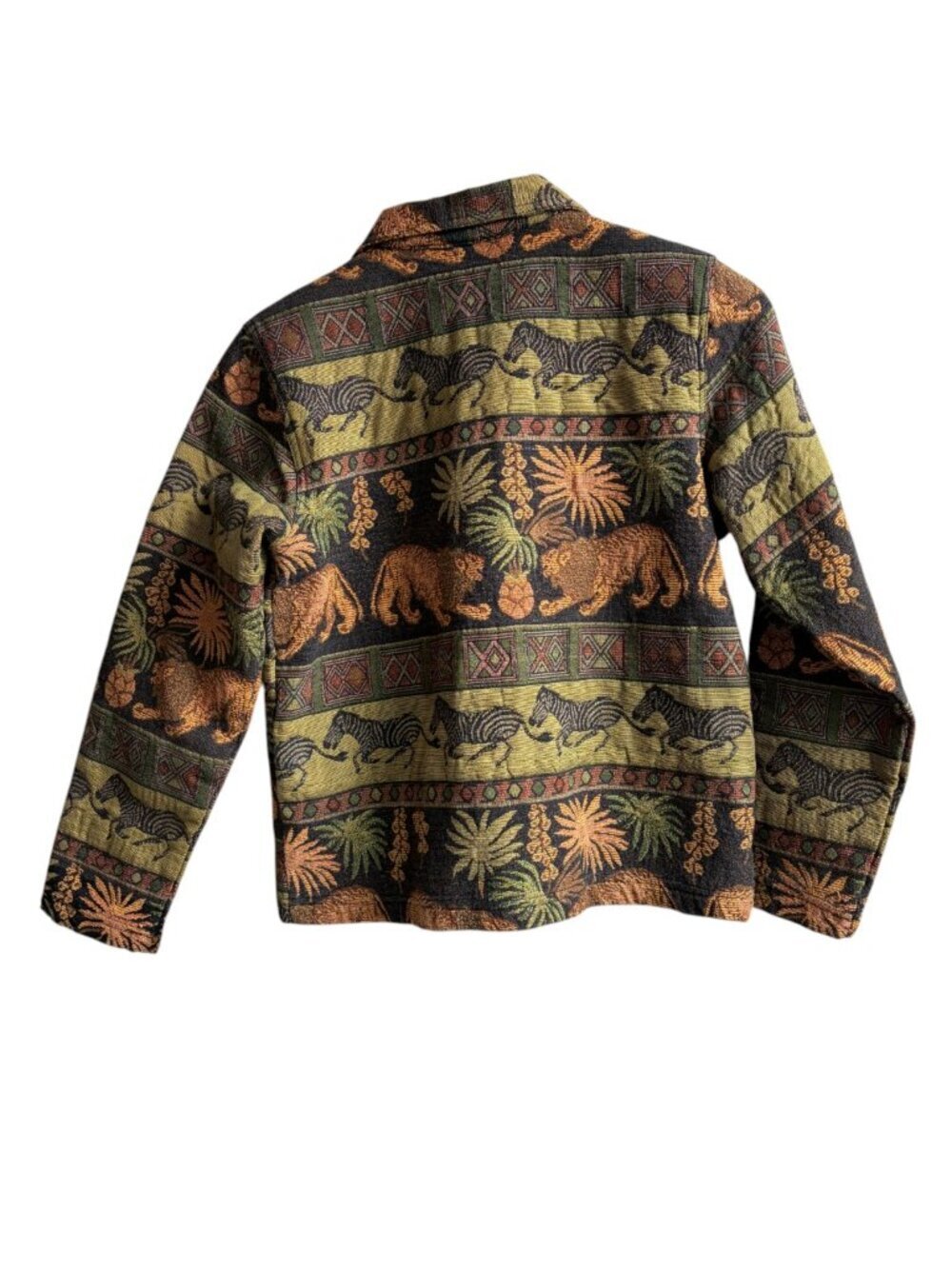 Vintage New Identity Tapestry Jacket Women Size Small Zoo Safari Animals 90s - Picture 5 of 6